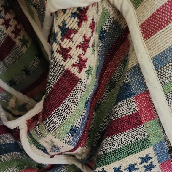 New Directions Vintage Americana Flag Cropped Cotton Tapestry Jacket - Picture 12 of 12